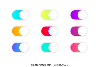 Colorful set of buttons with gradient slide. Isolated on dark blue background.