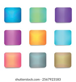 Colorful set of buttons, square and round shape. Vector illustration