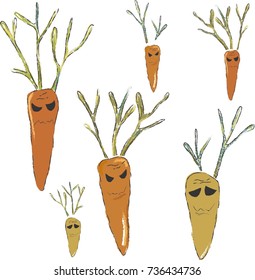 Colorful set of carrots for Halloween. Three layers. 