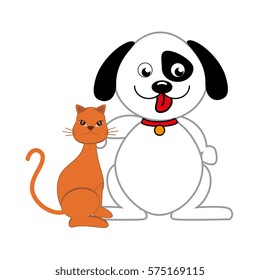 colorful set of cat and dog
