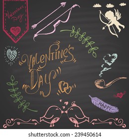 Colorful set of chalk: Valentine's Day.