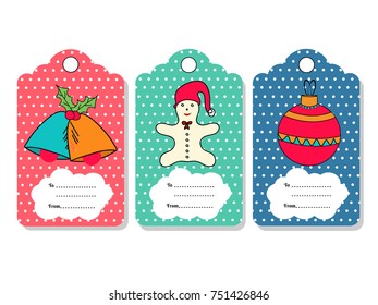 Colorful set of Christmas Tags.
