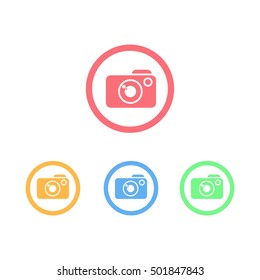 Colorful Set of Circle Ring Camera Logo or Icon
