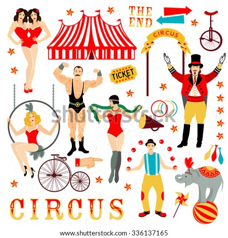 Colorful set with circus star