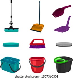 colorful set of cleaning tools, vector