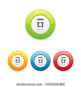 Colorful Set of Coffee Cup Round Icons