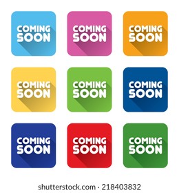 Colorful Set of Coming Soon Labels