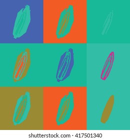 Colorful set of corn, corncob pop art
