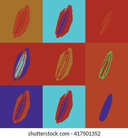 Colorful set of corn, corncob pop art