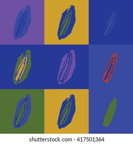 Colorful set of corn, corncob pop art