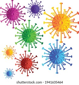 colorful set of corona virus for holi