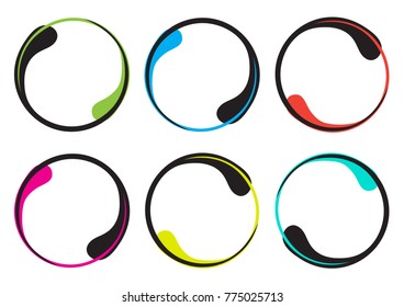 Colorful set of decorative round frame for your text, border in the form of a drop. Vector illustration