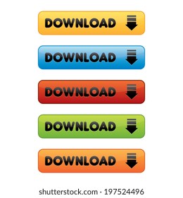 Colorful Set of Download Buttons