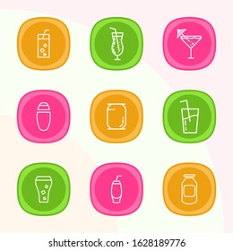 Colorful set drink icon vectors for website and mobile app icons