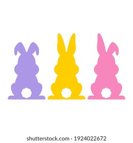 Colorful Set of Easter Bunnies Illustrations