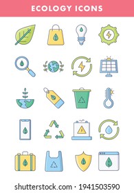 Colorful Set of Ecology Icon in Flat Style.