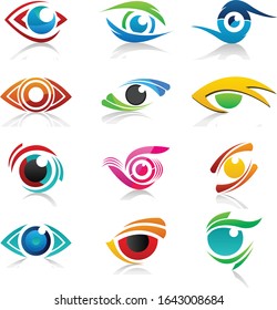 Colorful set of eye logos icon vector illustration