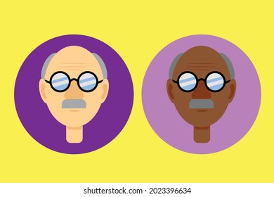 Colorful set with the face of two old men