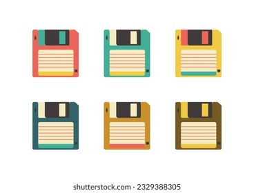 Colorful set of floppy disks vector illustration