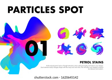 Colorful set flow liquid in future design style. Trendy Innovations blend systems. Beautiful fluid shape. Awesome abstract overflow substance. Concept spot for design.