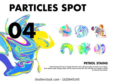Colorful set flow liquid in future design style. Trendy Innovations blend systems. Beautiful fluid shape. Awesome abstract overflow substance. Concept spot for design.