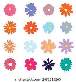 Colorful set of flowers icon . abstract origami flowers background. style for banners, wallpaper, posters, websites, online shopping.Vector illustration .