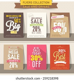 Colorful set of flyer or brochures with discount offer..