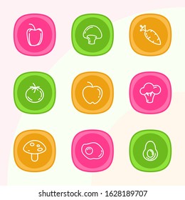 Colorful set food beverage icon vectors for website and mobile app icons