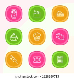 Colorful set food beverage icon vectors for website and mobile app icons
