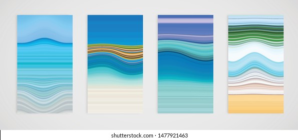 Colorful set of four line pattern, vector illustration