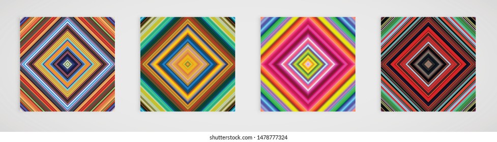 Colorful set of four line pattern, vector illustration