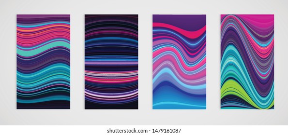Colorful set of four line pattern, vector illustration