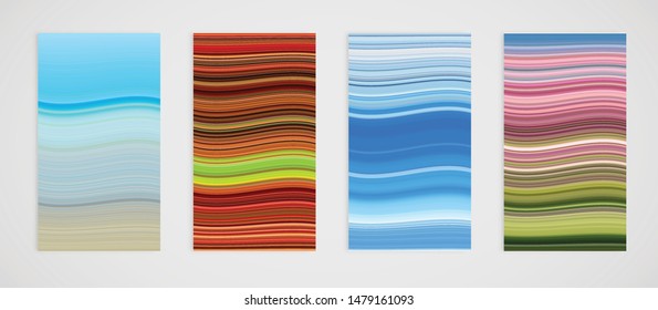 Colorful set of four line pattern, vector illustration