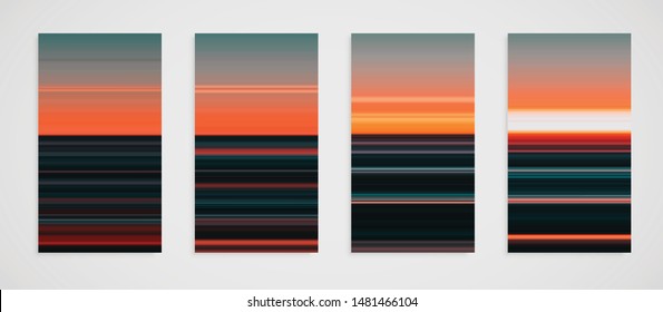 Colorful set of four line pattern, vector illustration