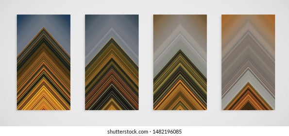 Colorful set of four line pattern, vector illustration