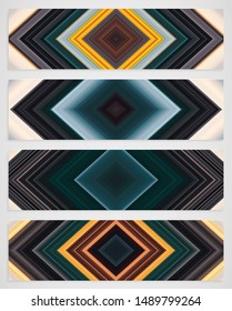 Colorful set of four square line patterns, vector illustration