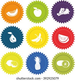 Colorful set of fruit stickers