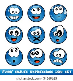 Colorful Set of Funny Smiles with different expressions