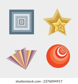 Colorful set of geometric shapes, vector illustration