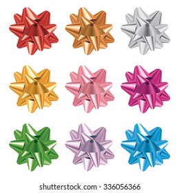 A colorful set of gift and present bows. Great for Christmas, birthday, present decorating. Vector EPS 10 available. EPS file contains transparencies and gradient mesh.