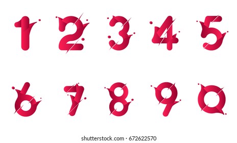 Colorful set of hand drawn numbers from 0 to 9 for use in banners, fly outs, invitations, placards,  