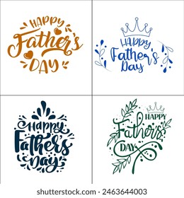 Colorful Set of Happy Father's Day greeting card..