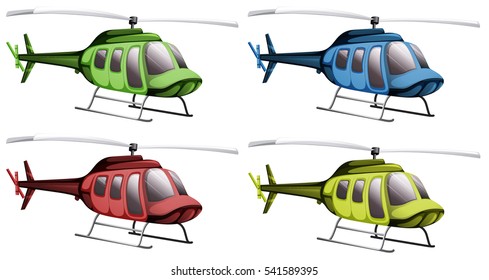 Colorful set of helicopters