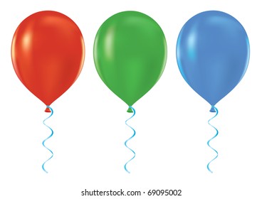 Colorful set of helium balloons 3D vector illustration