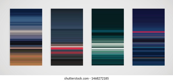 Colorful set of horizontal lines backgrounds, vector illustration