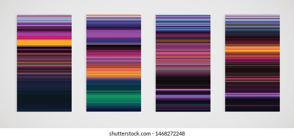 Colorful set of horizontal lines backgrounds, vector illustration