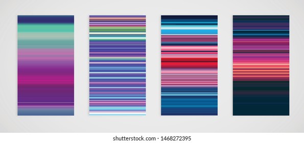 Colorful set of horizontal lines backgrounds, vector illustration