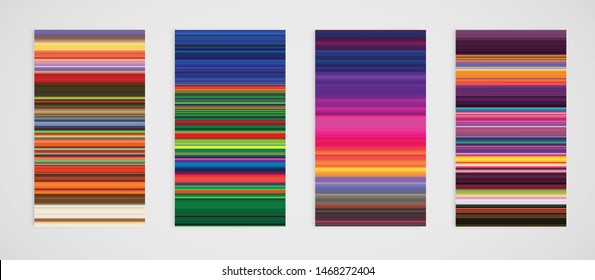 Colorful set of horizontal lines backgrounds, vector illustration