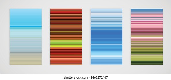 Colorful set of horizontal lines backgrounds, vector illustration