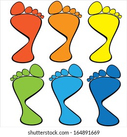 colorful set of human footprints